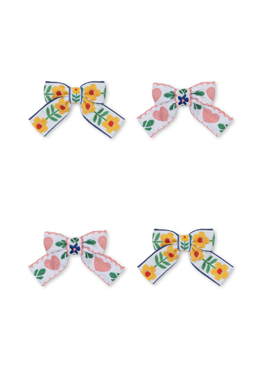 Konges Sløjd 4-pak Bow Hairclips - White/Rose