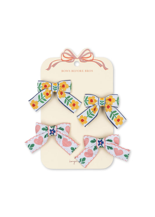 Konges Sløjd 4-pak Bow Hairclips - White/Rose