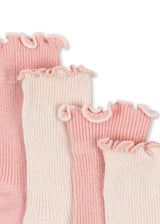 Konges Sløjd 2-pak Rib Frill Socks - Rose/Off White
