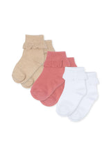 Konges Sløjd 3-pak Frill Socks - Sand/Optic White/Raspberry