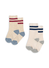 Konges Sløjd 2-pak Rib Socks - OffWhite/Multi Stripe