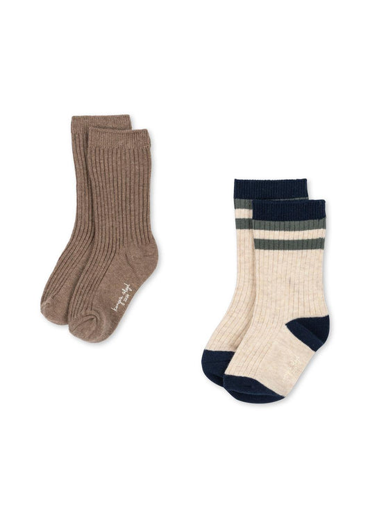 Konges Sløjd 2-pak Rib Socks - Navy Stripe