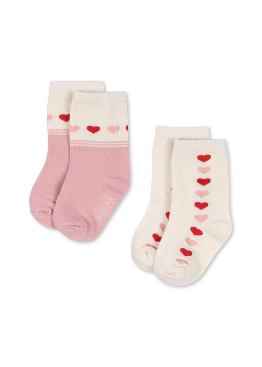 Konges Sløjd 2-pak Jacquard Socks - Heart