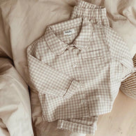 Lalaby Classic Pyjamas, Beige Gingham - PREORDER