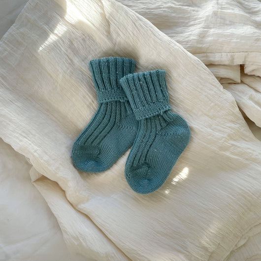 Hirsch strikkede babysokker, uld str. 3-6 mdr