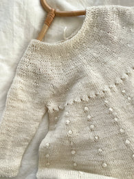Håndstrikket lang dåbskjole, italiensk Merino str. 3-6 mdr