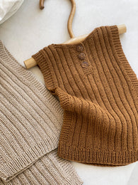 Håndstrikket NY brun vest, Merino