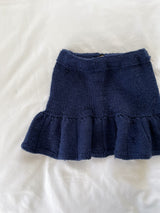Håndstrikket blå nederdel, uld str. 1-2 år