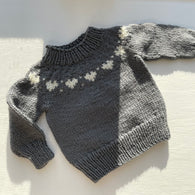 Håndstrikket NY blå sweater til nyfødt, Merino str. 0-1 mdr
