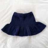 Håndstrikket blå nederdel, uld str. 1-2 år